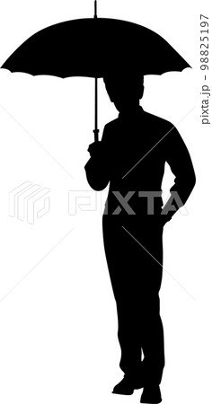 傘を差す紳士シルエット 98825197
