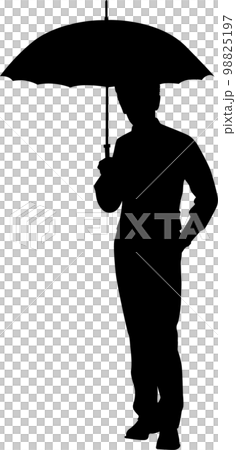 Gentleman silhouette holding an umbrella 98825197