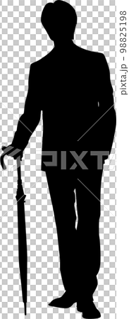 silhouette of gentleman with umbrella 98825198