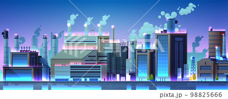 energy generation plant with chimneys electricity production industrial manufacturing building heavy industry factory 98825666