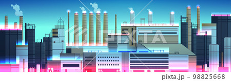 energy generation plant with chimneys electricity production industrial manufacturing building heavy industry factory energy generation plant with chimneys electricity production industrial manufacturing building heavy industry factory 98825668