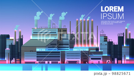 energy generation plant with chimneys electricity production industrial manufacturing building heavy industry factory 98825671