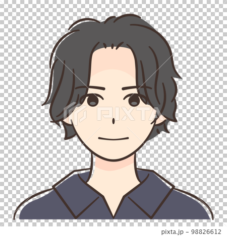 Face of young asian man with center part hair 98826612