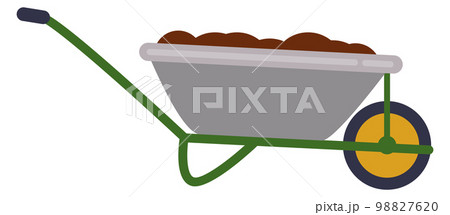 Wheelbarrow full of soil. Gardening tool cartoon icon 98827620