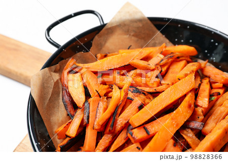 Concept of tasty food, fried sweet potato, close up 98828366
