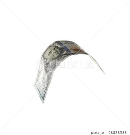 Dollar banknote isolated on white. Flying money 98828588