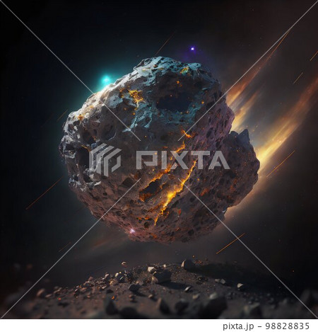 Asteroid flying in space. Generative AI 98828835
