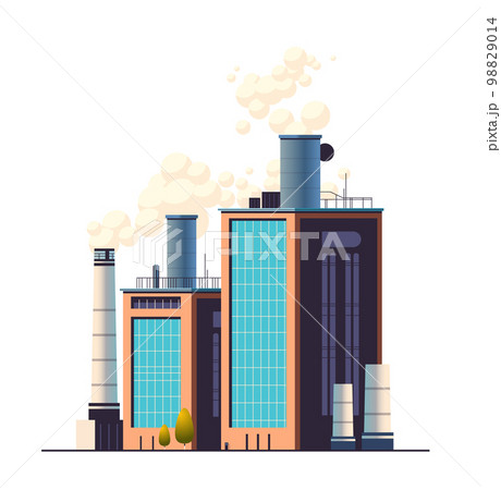 energy generation plant with chimneys electricity production industrial manufacturing building heavy industry factory 98829014