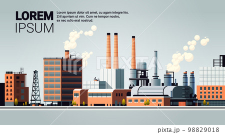 energy generation plant with chimneys electricity production industrial manufacturing building heavy industry factory 98829018