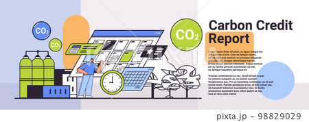 businessman making carbon credit report responsibility of co2 emission environment strategy sustainable ESG development businessman making carbon credit report responsibility of co2 emission environment strategy sustainable ESG development 98829029