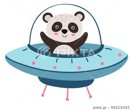 Cute panda in space ship. Happy animal adventurer 98829385
