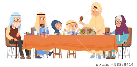 Islamic family dinner. People of different generation together 98829414