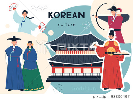 Korean Culture Flat Collage 98830497