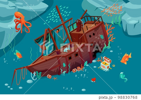 Underwater World Shipwreck Composition 98830768