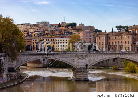 River Tiber and Bridge in a historic City, Rome, Italy. 98831062