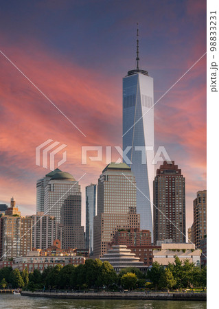 Financial and shopping center in downtown Manhattan with dramatic sky Financial and shopping center in downtown Manhattan with dramatic sky 98833231