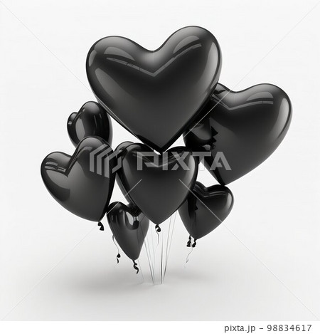 Valentine black love hearts air balloons. Generative Ai Valentine black love hearts air balloons. Generative Ai 98834617