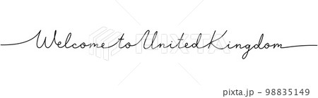 Welcome to United Kingdom - word with continuous one line. Minimalist phrase illustration. United Kingdom country - continuous one line illustration. 98835149