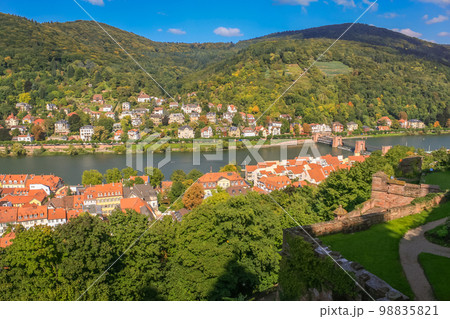 Medieval Heidelberg old town from above, Germany 98835821
