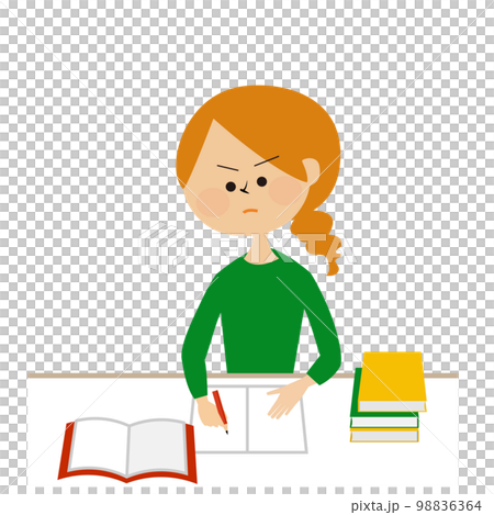 資格などの勉強をする社会人女性や主婦のイメージイラスト素 98836364