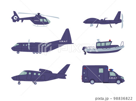 SWAT Vehicle or Rescue Vehicle and Police Tactical Unit Vector Set 98836822