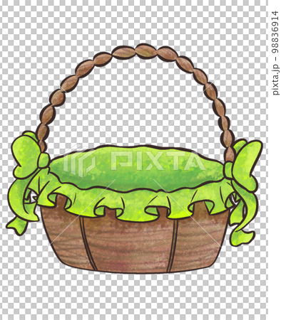 籠（グリーン）のイラスト素材 [98836914] - PIXTA