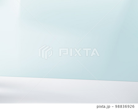 Vector Studio Shot Product Display Background with Pastel Blue Wall under Sunlight for Beauty and Healthcare Products..	 98836926