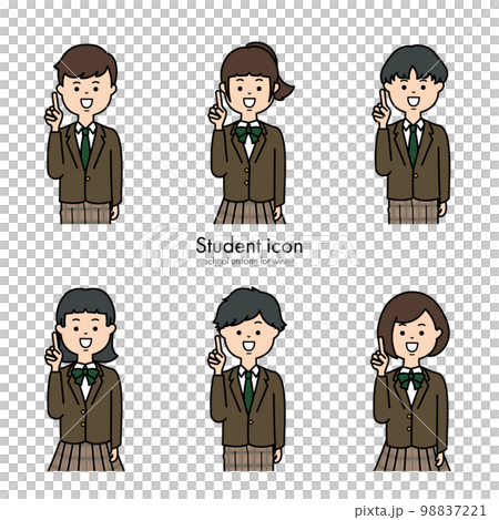 中学生・高校生アイコン　冬服　ワンポイントポーズ 98837221