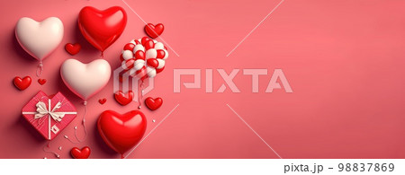 Valentine's day background and shiny 3d heart shape with small ornament for banner Valentine's day background and shiny 3d heart shape with small ornament for banner 98837869