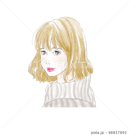 ボブヘアの女性イラスト ボブヘアの女性イラスト 98837893