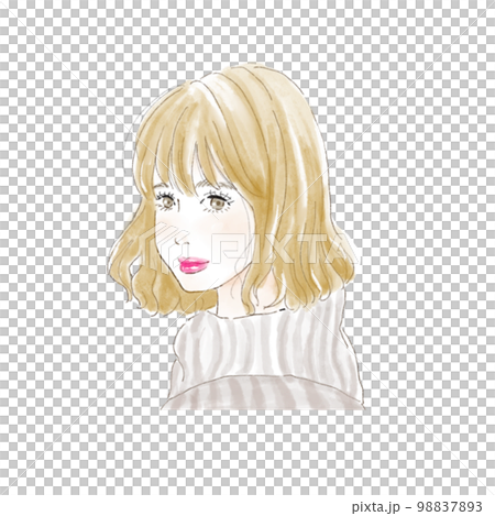 ボブヘアの女性イラスト ボブヘアの女性イラスト 98837893