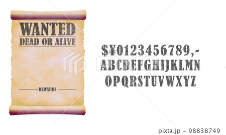 色褪せた WANTED/手配書/ 賞金首 テンプレートイラスト (賞金額・名前カスタム可能) 98838749