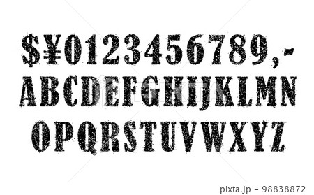 英数字のラスタンプ・ゴム印風 ベクターイラストセット（数字・アルファベット・記号）/ 組み合わせ自由 98838872