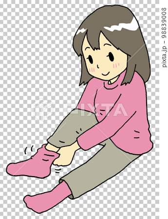 A woman wearing socks - Stock Illustration [98839008] - PIXTA