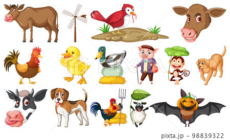 Many farm animals on white background Many farm animals on white background 98839322