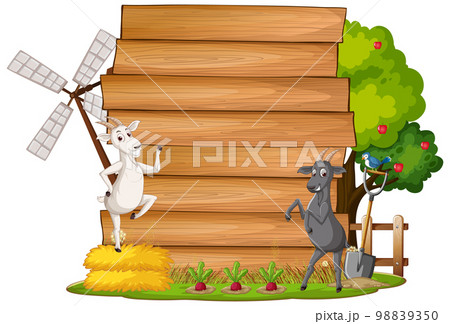 Empty banner template with farm animals 98839350