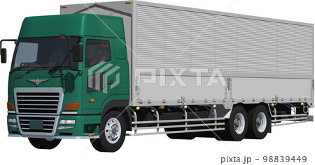 特定メーカーをイメージさせないオリジナル大型トラック、ウイングバン切抜き画像イラスト 98839449