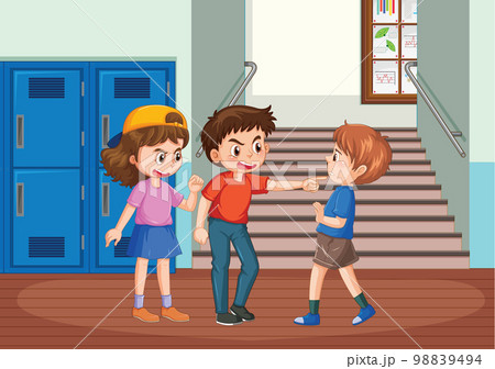 Bullying kids school scene 98839494