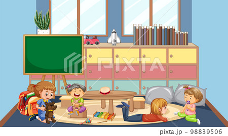 Scene of classroom with kids playing 98839506