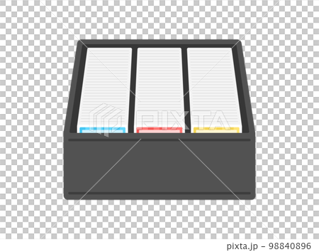 ストレージボックスに入れた、トレーディングカードのイラスト 98840896