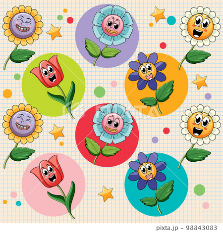 Seamless background with colorful flowers 98843083