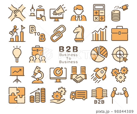 B2B（Business to Business）カラフルなラインアイコンセット 98844389
