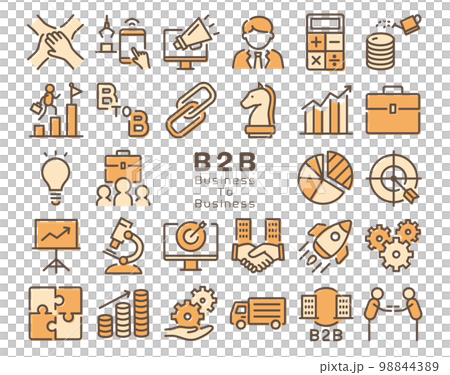 B2B（Business to Business）カラフルなラインアイコンセット 98844389