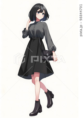 渋谷ファッションにおめかしした女性「AI生成画像」のイラスト素材