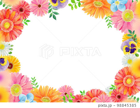 花に囲まれたガーリーフレーム　 98845385