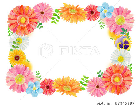 花に囲まれたガーリーフレーム 花に囲まれたガーリーフレーム 98845397