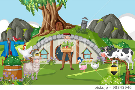 Hobbit house with farm animals 98845946