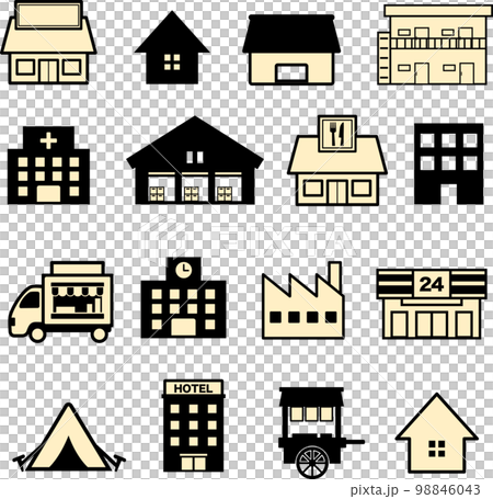 建築・お店のシンプルなモノクロイラスト 98846043