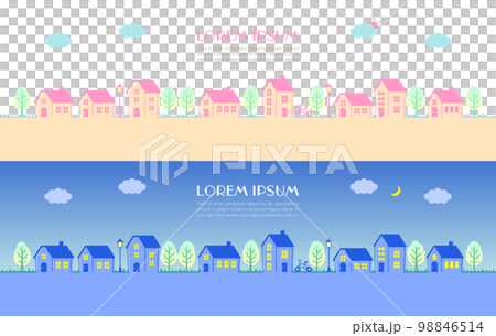 昼と夜の街並みイラスト 昼と夜の街並みイラスト 98846514