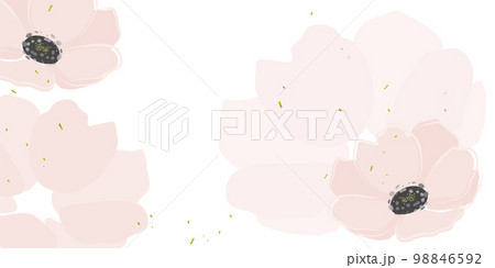 Floral minimalistic background with pink flowers. Delicate watercolor anemones. Vector background for banner, poster. 98846592